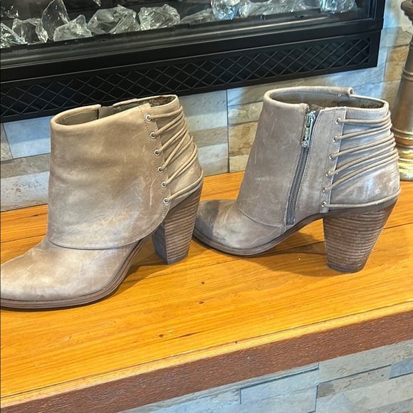 Jessica Simpson Taupe Ankle Boots with Zipper and Buckle Detail Booties - Picture 4 of 13